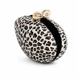 Schicke Abendtasche mit Leopardenmuster, Hartschale und goldenem Kugelverschluss für Damen