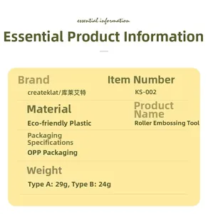 Detailed specifications of eco-friendly plastic roller embossers including weights and model