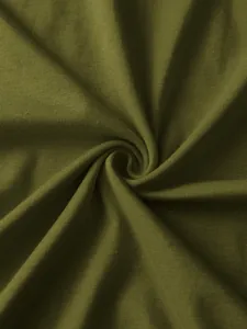 Macro shot of olive green ribbed knit fabric showing soft texture and fine stitching