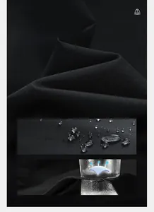Detail of waterproof black chenille fabric with windproof and breathable properties