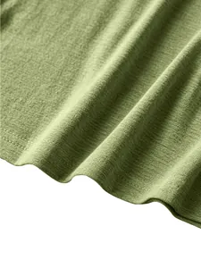 Detail of olive green ribbed knit fabric featuring high-quality double-needle stitching