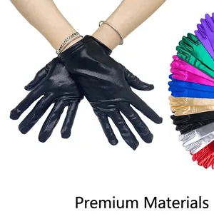 Guantes Elásticos Cortos de Charol Estilo Punk Harajuku Guantes Brillantes Metálicos Góticos Para Actuación Danza Cosplay