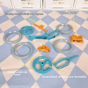 Detail of DIY mini finger bike set with 360-degree rotating handles and removable parts