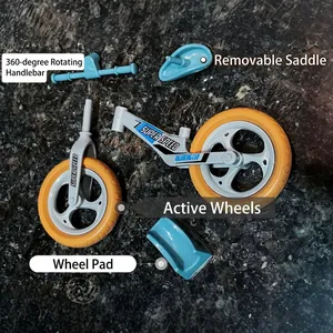 DIY assembly toy balancing car with 360-degree rotatable handlebar and movable wheels