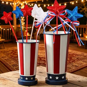 Patriotic Independence Day Star Decorations Red White Blue Glitter Foam Ornaments For July Fourth Party Home Decor