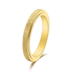 Matte Stainless Steel Spinner Ring For Women Men Rotatable Simple Band Minimalist Stress Relief Jewelry