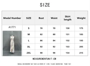 Tableau des tailles pour robe longue élégante imprimée épaules dénudées de S à 2XL
