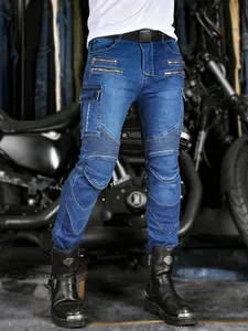 Jeans da moto slim fit uomo con tasche tattiche e pannelli elasticizzati ginocchio