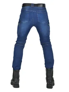 Jeans da moto slim fit da uomo in blu scuro con pannelli protettivi elasticizzati