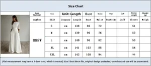 Detailed size chart in centimeters for the long sleeve wide-leg evening jumpsuit