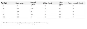 Size chart for women's vertical striped sleeveless set covering sizes S to XXL