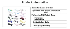 Detailed chart showing various pet sunglasses styles in heart and round shapes