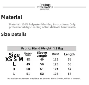 Detailed size chart and material guide for a double-sided stylish jacket in XS-L sizes