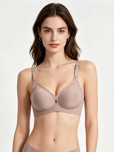 Detail showing seamless soft bra with water-drop hollow cutout and adjustable straps