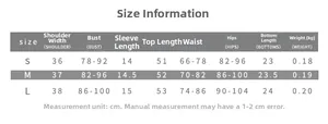 Tableau des tailles détaillé en cm pour ensemble T-shirt à carreaux et short femme