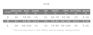 Tableau des tailles détaillé pour ensemble t-shirt à carreaux et short pour femme