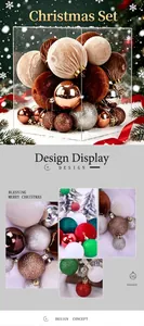 Detail of multi-texture Christmas balls featuring velvet, glitter, and electroplated finish