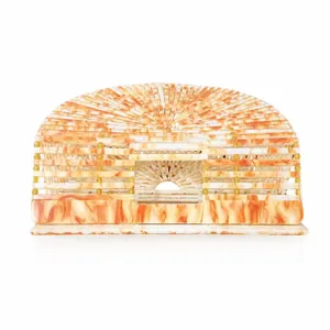 Mini acrylic basket bag with marble texture and cut-out handle in fan shape