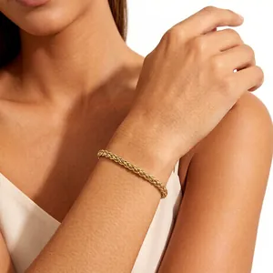 Elegant 18K gold plated stainless steel wheat chain bracelet for men and women