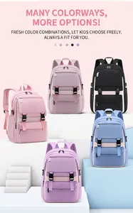 Detailed view of lightweight school backpacks in multiple colors for primary students