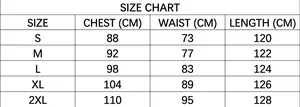 Detailed size chart for floral slit dress showing bust, waist, and length measurements