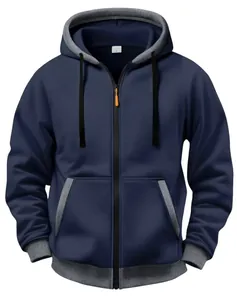 Détails du sweat à capuche homme avec doublure grise et zips aux accents orange