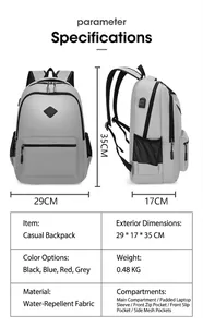 Wasserdichter Rucksack in Hellgrau: 29x17x35cm, leicht 0.48kg, diverse funktionale Fächer