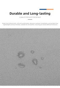 Detailed macro view of gray waterproof Oxford fabric with water droplets and fine texture