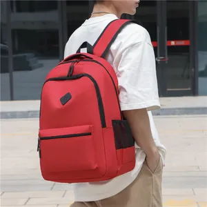 Red large capacity travel backpack with water-resistant fabric for outdoor and casual use