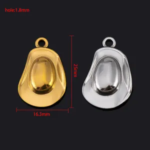 Western cowboy hat pendant in gold and silver stainless steel for DIY jewelry making