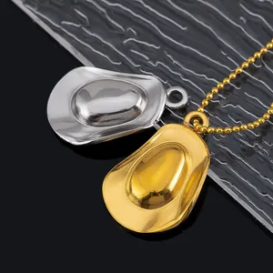 Polished stainless steel cowboy hat pendants in gold and silver with bead chain