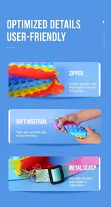 Dettagli della borsa pop fidget arcobaleno con cerniera e tracolla regolabile