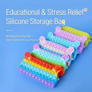 Borse colorate in silicone con bolle e cerniera in vari colori vivaci e accesi