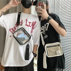 Transparent PVC Crossbody Bag With Wide Shoulder Strap And Inner Pouch Fashion Summer Square Jelly Bag For Women Travel