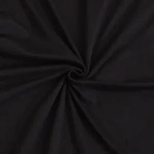 Detailed macro shot of high-quality black knitted fabric with soft spiral texture