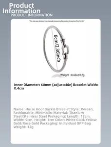 Detailed size chart for horseshoe buckle cable bracelet with 60mm inner diameter