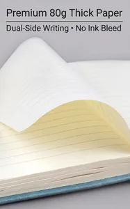 Detail of 80g thickened paper notebook with horizontal lines for smooth writing