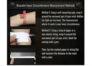 Guide for measuring men's stainless steel bracelet size with ruler and paper strip