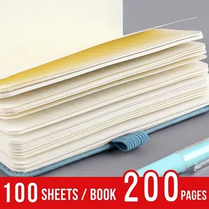 Blue fabric texture A6 notebook with 100 sheets of lined paper and matching pen