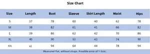 Detailed size chart in cm for tie-dye mesh crop top and skirt set from S to XXL