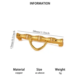 Detailed view of a gold-plated copper bamboo style connector with cubic zirconia stones
