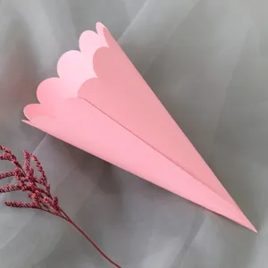 Pink petal-edge paper cone for wedding flower petals and DIY gift confetti packing