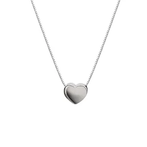 Minimalist silver heart pendant necklace with fine box chain for women fashion accessory