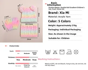 Infographic showing size charts and washing guide for kids tie-dye winter set