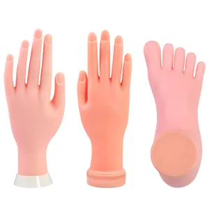 Silicone practice hand and foot models for nail art training with round base