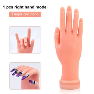 Adjustable silicone manicure practice right hand model with flexible bending fingers