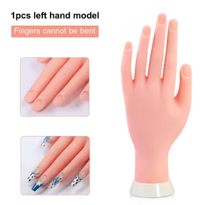 Silicone nail art practice hand model for beginners with realistic finger slots