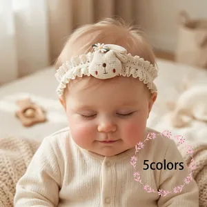 Baby Lace Headband Soft Elastic Hair Band With Rabbit Ear Bow Flower For Infant Toddler Newborn Photography Props Hair Accessories