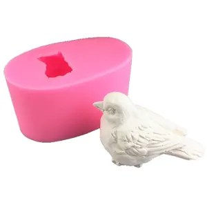 Pink 3D bird silicone mold for fondant cakes and handmade plaster crafts with texture