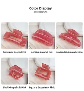 Dettagli di fermagli per capelli geometrici in acrilico rosa pompelmo effetto marmo